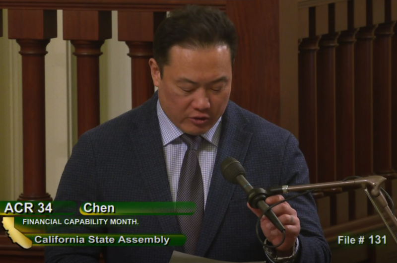 California Assemblymember Phillip Chen (R-Yorba Linda) introduces “Financial Capability Month” (Assembly Concurrent Resolution 34) on the Assembly floor.
