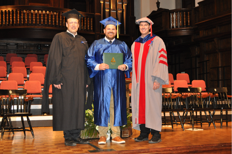 L-R: Bill Cheney, WCMS Board of Trustees member; Ben Metzger (Canvas CU, CO), Highest Honors recipient; and Dr. Michael Steinberger, Dean and Chief Academic Officer for WCMS.