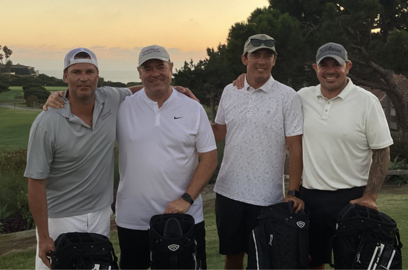 The first-place foursome winners (Kinecta FCU team) at this year’s 2023 Richard Myles Johnson (RMJ) / Origence Annual Golf Classic.