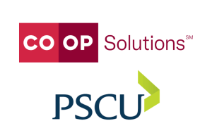 Logos for Co-op Solutions and PSCU.