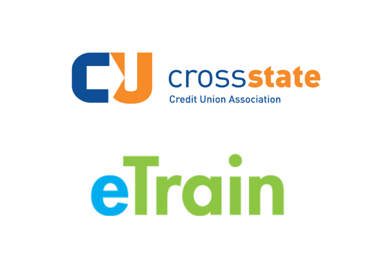 Logos for eTrain and the CrossState Credit Union Association.