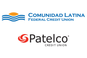 Comunidad Latina FCU and Patelco CU logos.