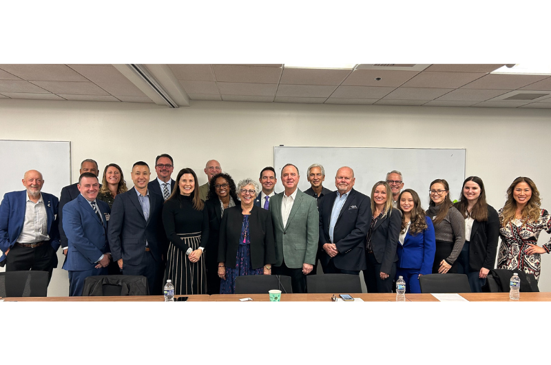 Congressman Adam Schiff (center) with credit union leaders from across California at First Entertainment CU in Los Angeles.