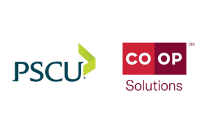 PSCU and Co-op Solutions combined logo.
