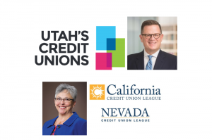 (Top) Scott Simpson, President and CEO of Utah’s Credit Unions; (bottom) Diana Dykstra, President and CEO of the California and Nevada Credit Union Leagues.
