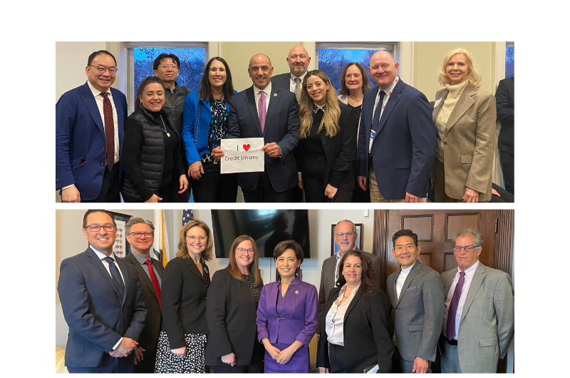 Reps. Jimmy Panetta, D-CA (top), and Young Kim, R-CA (bottom), with credit union leaders at Credit Union House during the 2024 Governmental Affairs Conference (GAC) in Washington, D.C. on Capitol Hill.