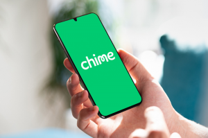 Chime logo on cell phone.